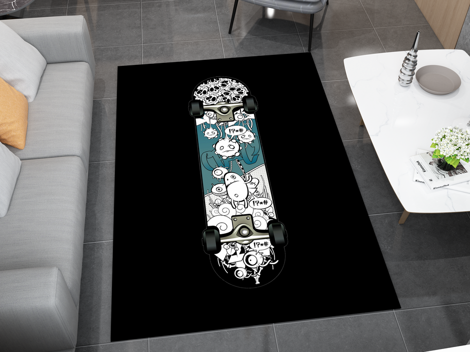 Custom Skateboard Art Rug - Bold and Urban Skate Culture Design Carpet