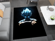 Super Saiyan Blue Goku Silhouette Rug, Dragon Ball Z Rug, Anime Glow-Inspired Carpet