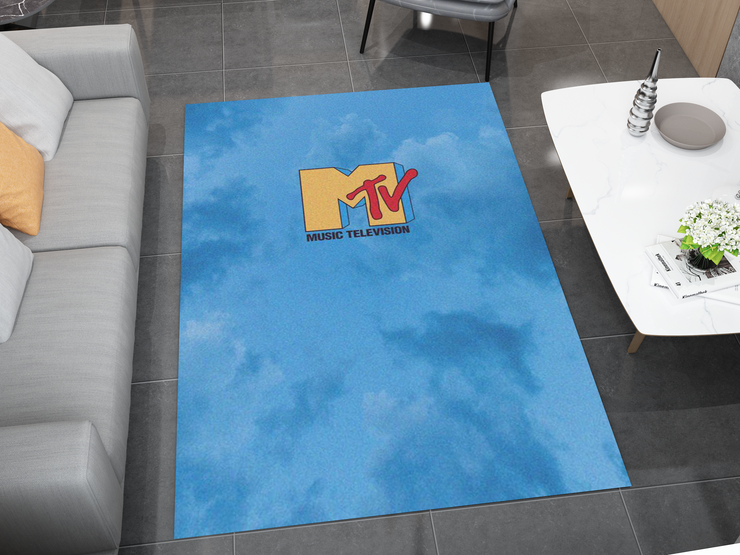 MTV Music Rug - Retro Music Television-Inspired Design Carpet, Studio Rug