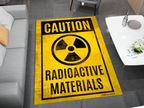 Caution Radioactive Materials Rug - Bold Industrial Warning Sign Design Carpet