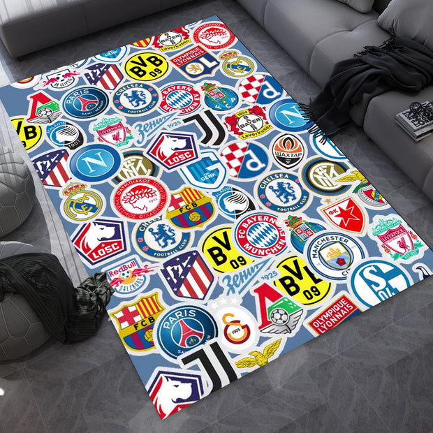 Champions League Teams Custom Rug – Football Club Logos Room Decor, European Football Carpet