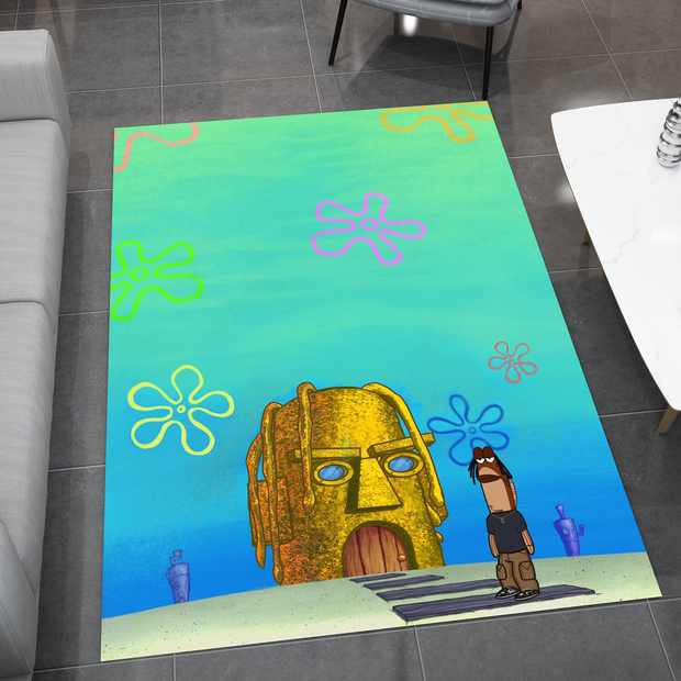 Travis SpongeBob Edition Rug - Fun and Quirky Crossover Design, Hip-hop Carpet