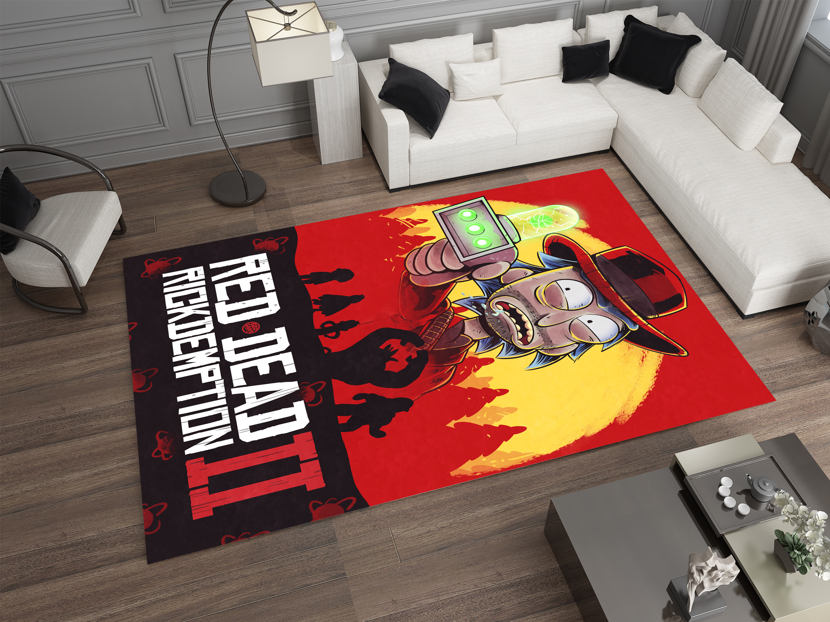 Rick and Morty  Red Dead Rug, Cartoon-Inspired Carpet, Portal Rick Rug, Geek Gift, RDR 2 Gamer Rug