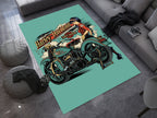 Harley-Davidson Road Custom Rug – Biker-Inspired Garage Decor for Motorcycle Enthusiasts, Motorcycle Carpet