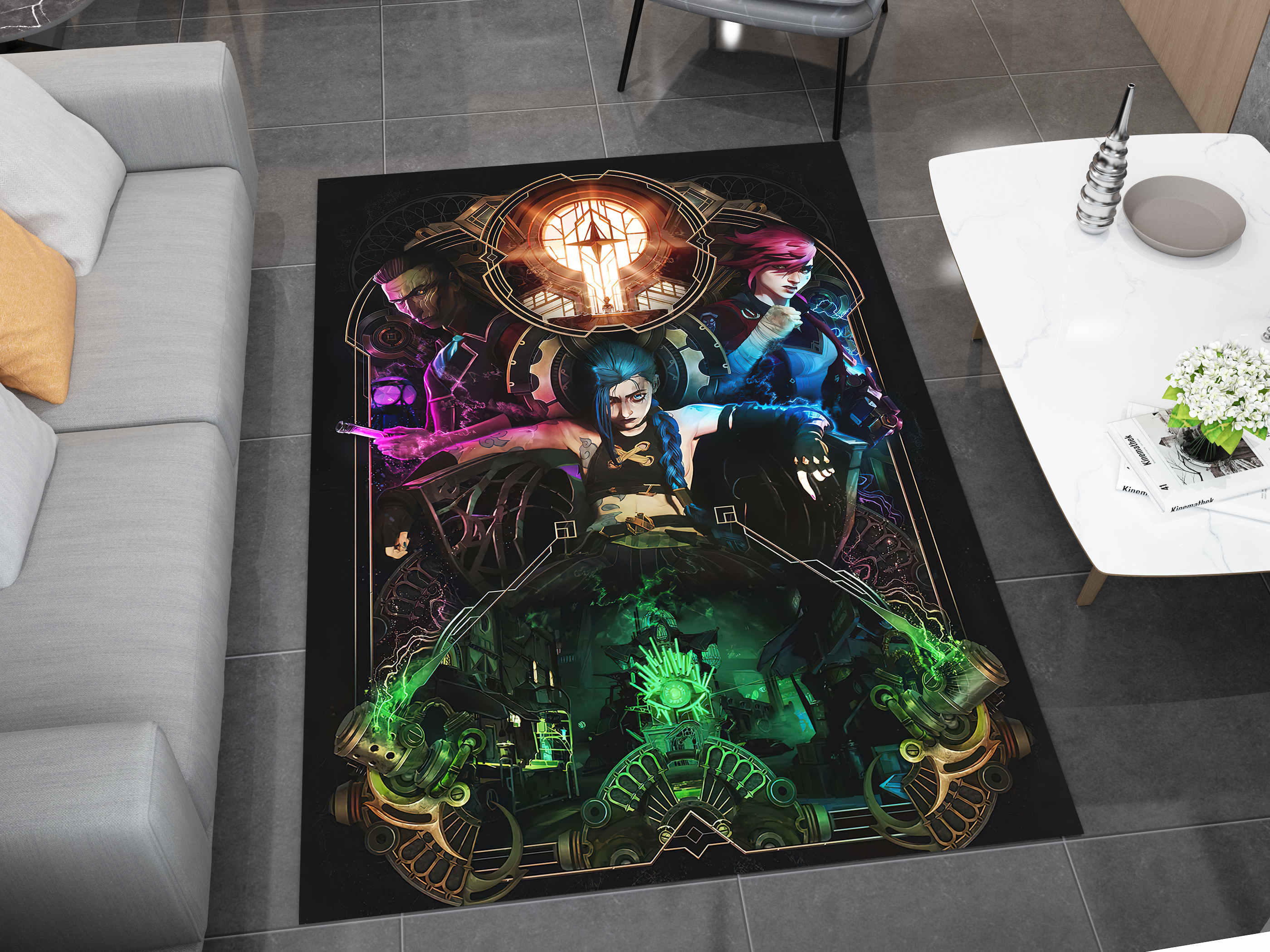 Arcane Jinx Vi Rug, League of Legends Carpet, Gamer Rug Decoration