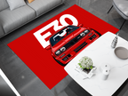 BMW E30 Car Rug, Racing Inspired Red Carpet, Garage Rug