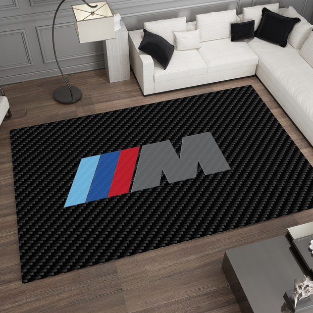 BMW Car Rug, Racing Inspired Carpet, Garage Rug