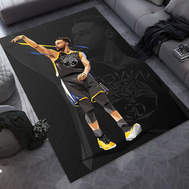 NBA Basketball Curry Rug – Iconic Basketball Design for Your Space, GYM Carpet