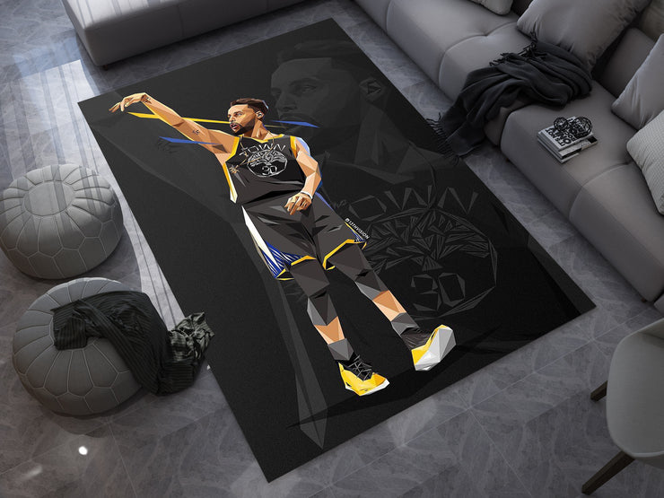 NBA Basketball Curry Rug – Iconic Basketball Design for Your Space, GYM Carpet
