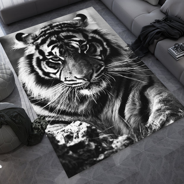 Eye of the Tiger Rug, Vivid Tiger Eyes Carpet, Wild Animal Art, Survivor Jungle-Inspired Carpet