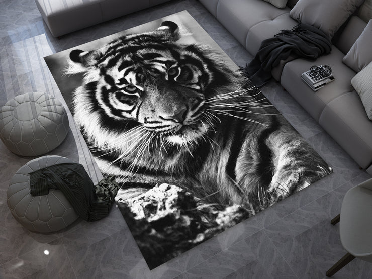 Eye of the Tiger Rug, Vivid Tiger Eyes Carpet, Wild Animal Art, Survivor Jungle-Inspired Carpet