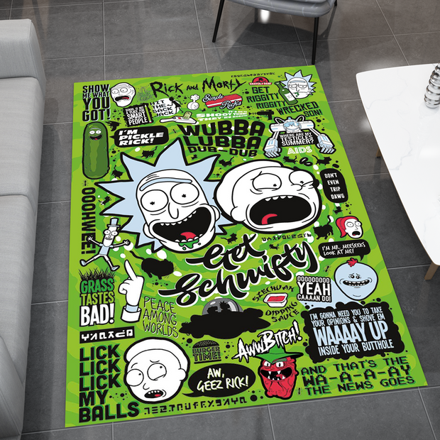 Rick and Morty Rug, Cartoon-Inspired Carpet, Portal Rick Rug, Geek Gift
