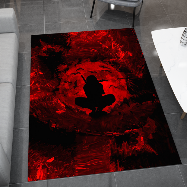 Naruto Akatsuki Moon Rug, Naruto Inspired Ninja Carpet, Red Moon Decor