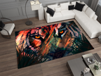 Eye of the Tiger Rug, Vivid Tiger Eyes Carpet, Wild Animal Art, Survivor Jungle-Inspired Carpet