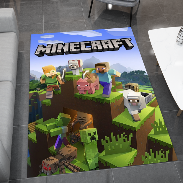Classic Minecraft Adventure Custom Rug – Perfect for Gamers and Fans, Gamer Carpet