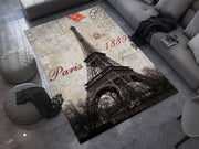 France Eiffel Landmarks Rug – A Vibrant Tribute to Paris and Beyond, European Carpet