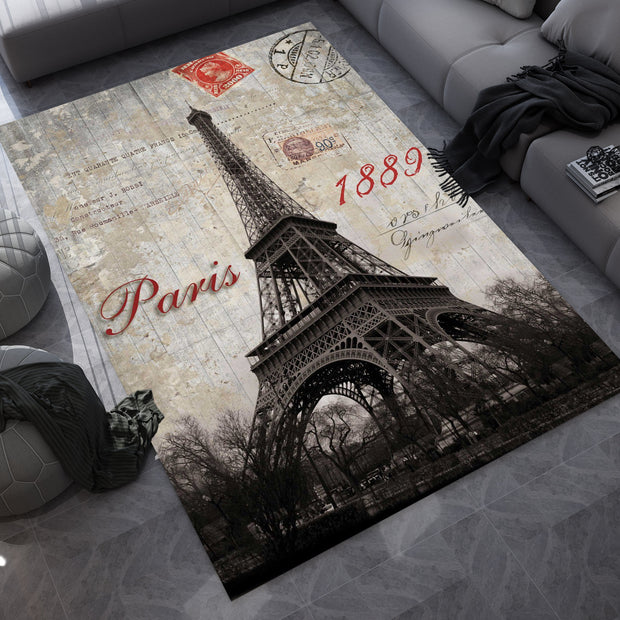 France Eiffel Landmarks Rug – A Vibrant Tribute to Paris and Beyond, European Carpet
