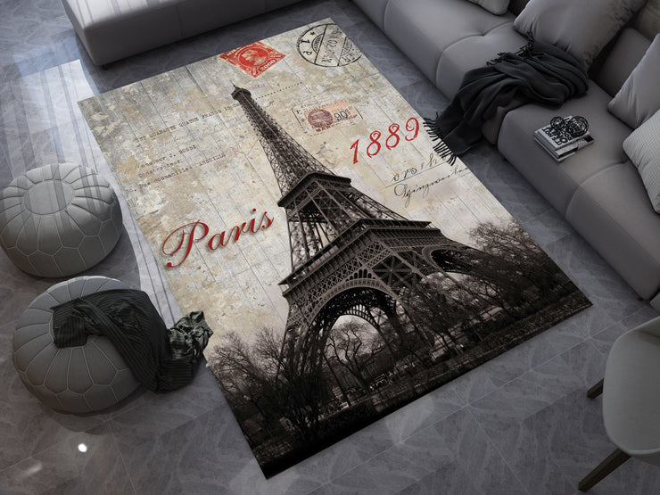 France Eiffel Landmarks Rug – A Vibrant Tribute to Paris and Beyond, European Carpet