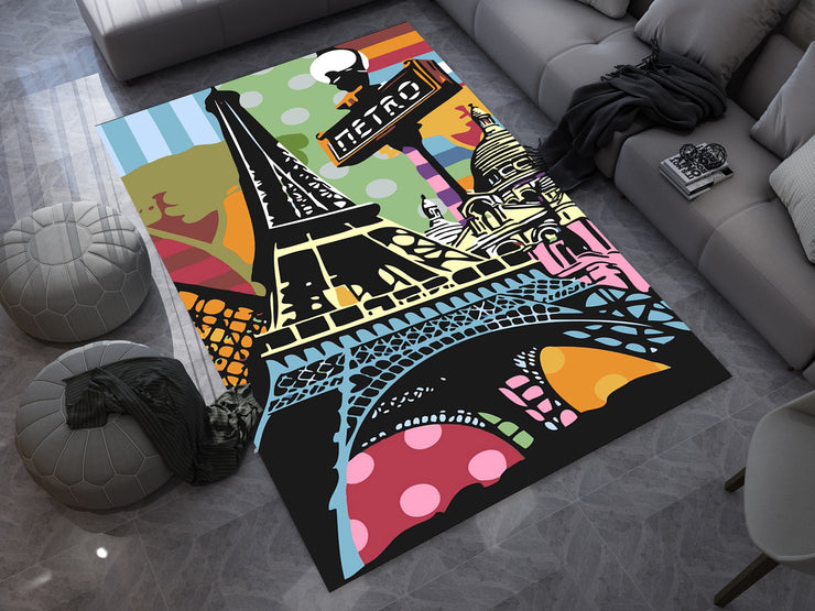 France Landmarks Rug – A Vibrant Tribute to Paris and Beyond, European Carpet