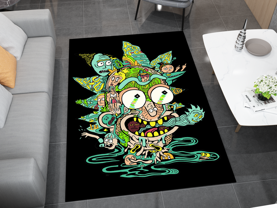 Rick and Morty Rug, Cartoon-Inspired Carpet, Portal Rick Rug, Geek Gift