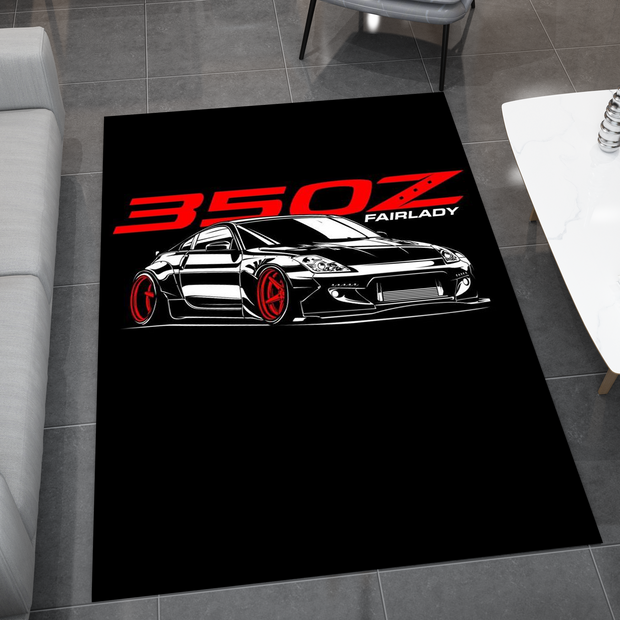 Nissan 350Z GTR Car Rug, Racing Inspired Carpet, Garage Rug