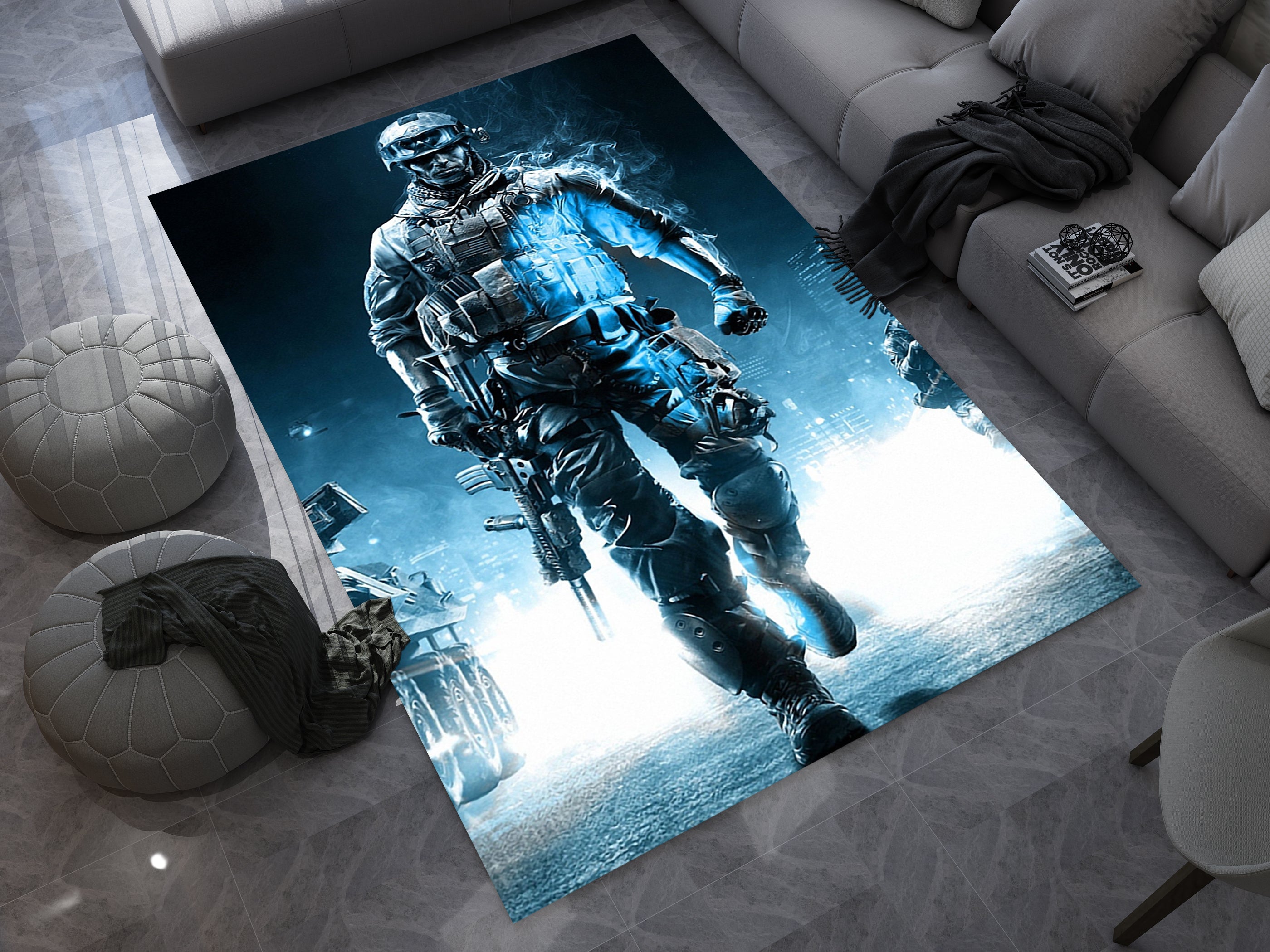 Call of Duty Soldier Rug – Epic Gaming Decor for Action Fans, Gamer Carpet