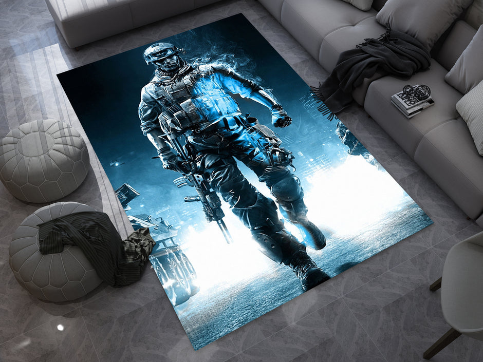 Call of Duty Soldier Rug – Epic Gaming Decor for Action Fans, Gamer Carpet