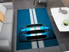 Mustang Car Rug, Ford Racing Inspired Carpet, Garage Rug, Ford Car Decoration