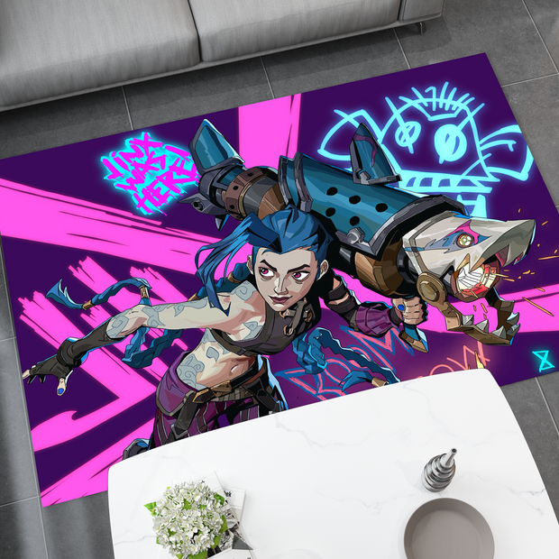 Arcane Jinx Rug, League of Legends Carpet, Gamer Rug Decoration