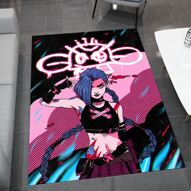 Arcane Jinx Rug, League of Legends Carpet, Gamer Rug Decoration