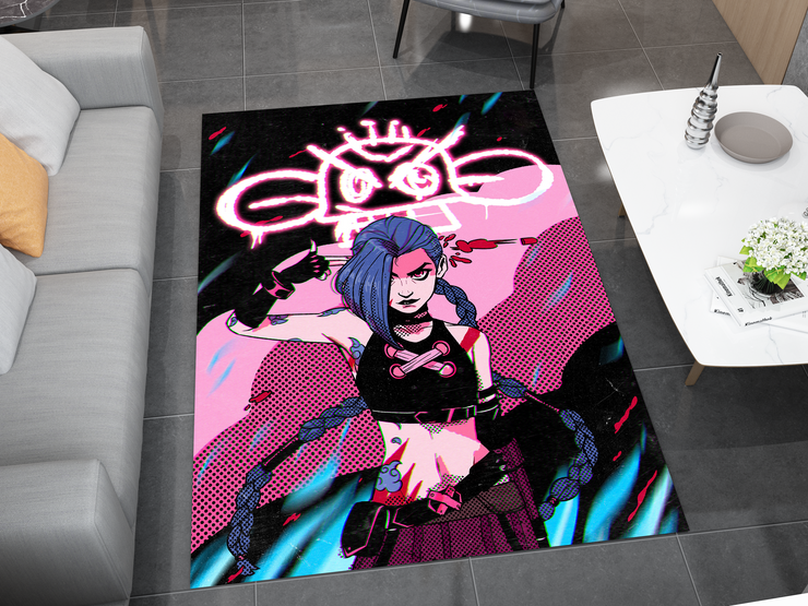Arcane Jinx Rug, League of Legends Carpet, Gamer Rug Decoration