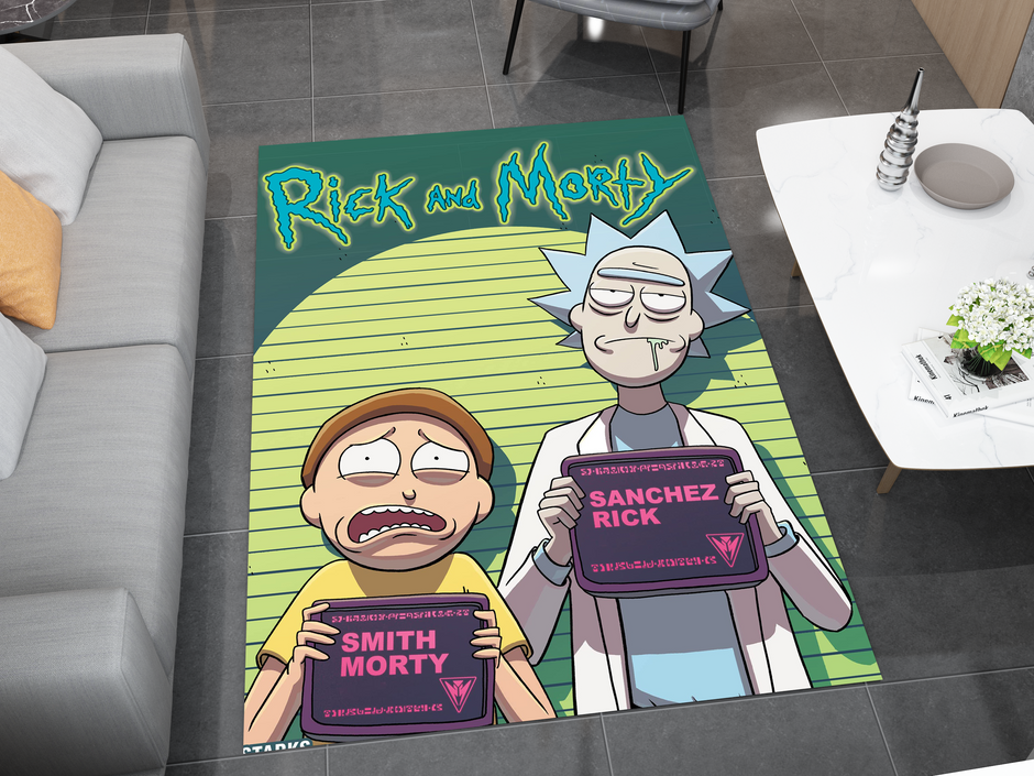 Rick and Morty Rug, Cartoon-Inspired Carpet, Portal Rick Rug, Geek Gift