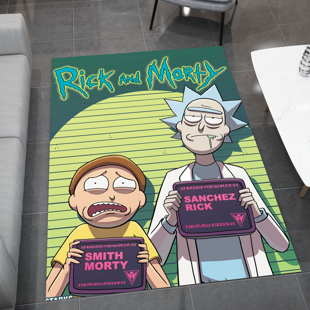 Rick and Morty Rug, Cartoon-Inspired Carpet, Portal Rick Rug, Geek Gift
