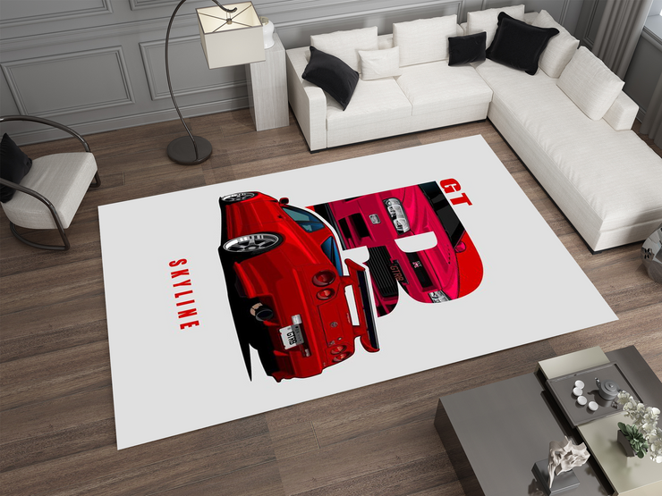 Nissan Skyline GTR Car Rug, Racing Inspired Carpet, Garage Rug