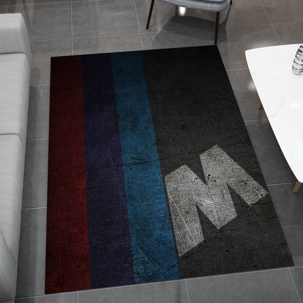BMW Car Rug, Racing Inspired Carpet, Garage Rug