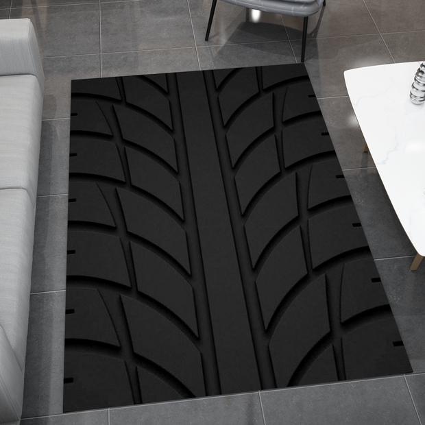 Wheel Car Rug, Racing Inspired Carpet, Garage Rug