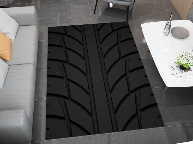 Wheel Car Rug, Racing Inspired Carpet, Garage Rug