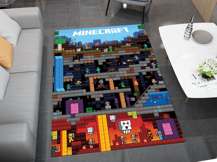 Minecraft Underground Adventure Custom Rug – Perfect for Gamers and Fans
