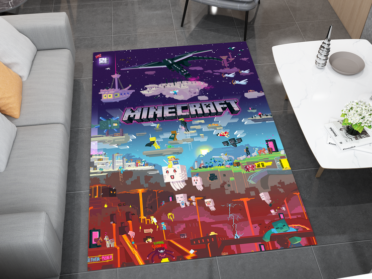 Minecraft Nether to End Themed Custom Rug – Perfect for Gaming Rooms
