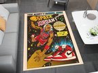 Space Jordan Comic-Style Basketball Rug - Retro Air Jordan Décor, Basketball Carpet