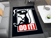 Do It! Smoking Cartoon Devil Rug - Edgy and Bold Custom Design