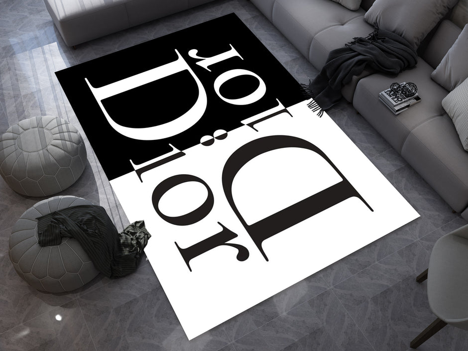 Dior-Inspired Black and White Rug – A Luxury Fashion Statement for Your Space