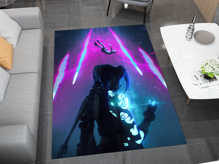 Arcane Jinx Rug, League of Legends Carpet, Gamer Rug Decoration