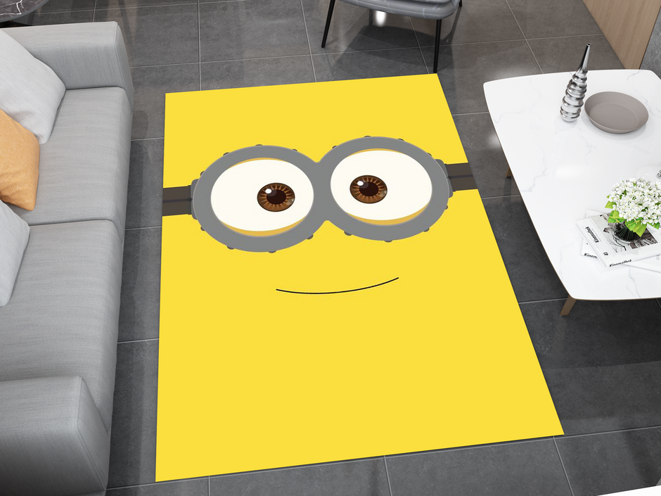 Minion Smile Rug, Cartoon-Inspired Carpet, Kids' Room Rug