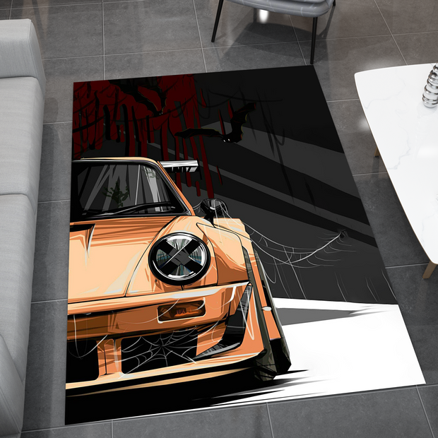 Porsche 911 Car Rug, Porsche Spider Racing Inspired Carpet, Garage Rug, 911 Car Decoration
