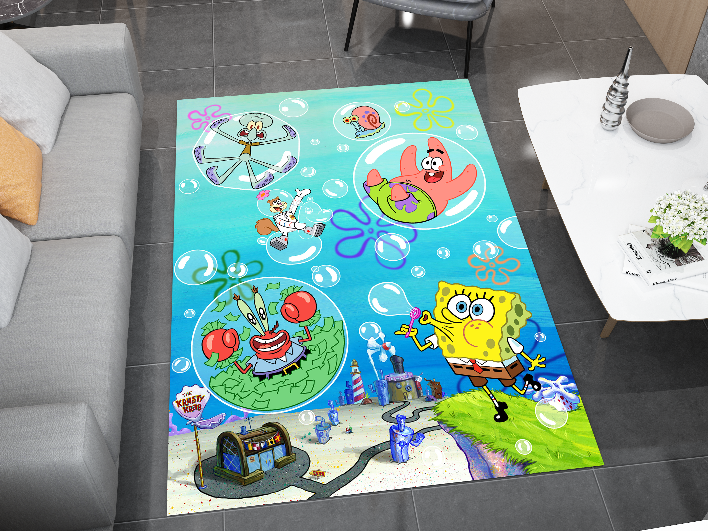 SpongeBob Rug, Cartoon-Inspired Carpet, Kids' Room Rug