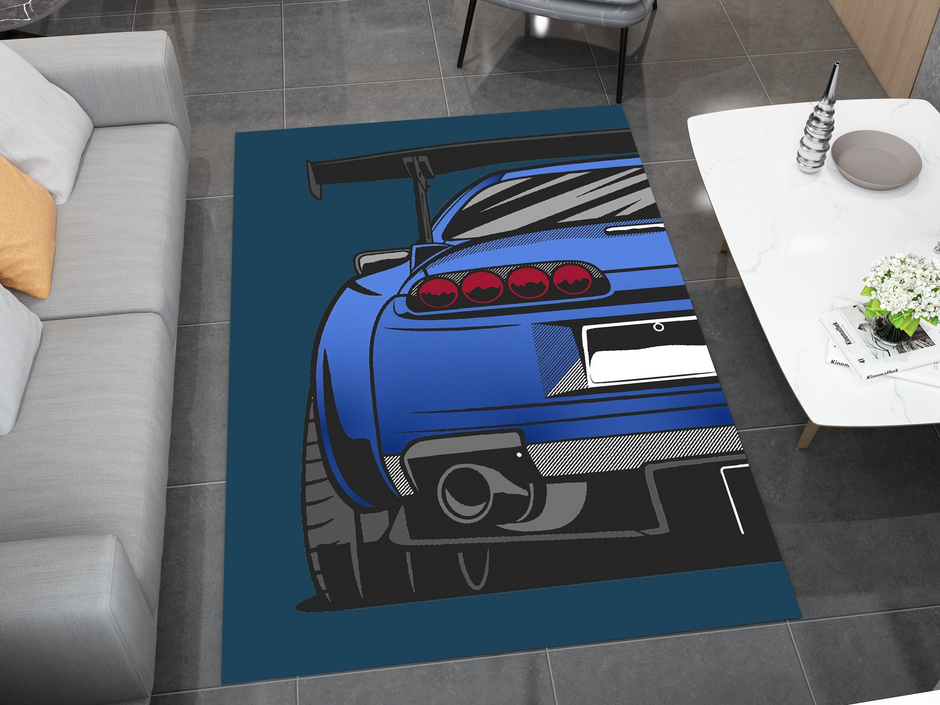 Supra Car Rug, Racing Inspired Carpet, Garage Rug, Toyota Supra Decoration