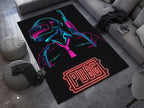 PUBG Neon Warrior Custom Rug – Gamer Room Decor for Battle Royale Fans, Gaming Room Carpet