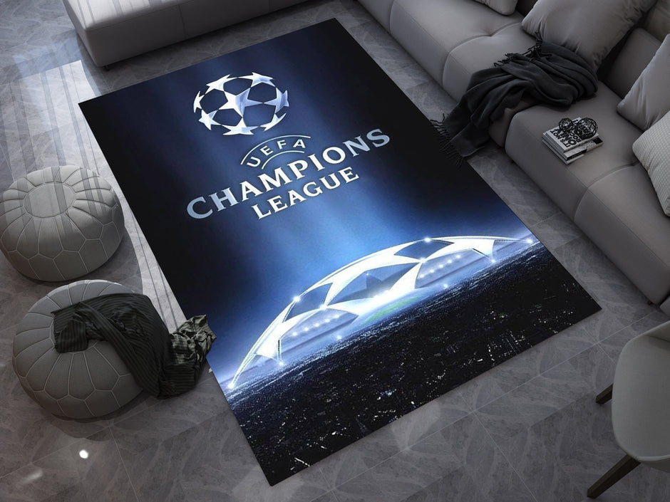 UEFA Champions League Custom Rug – Official Football Tournament Room Decor, European Football Carpet