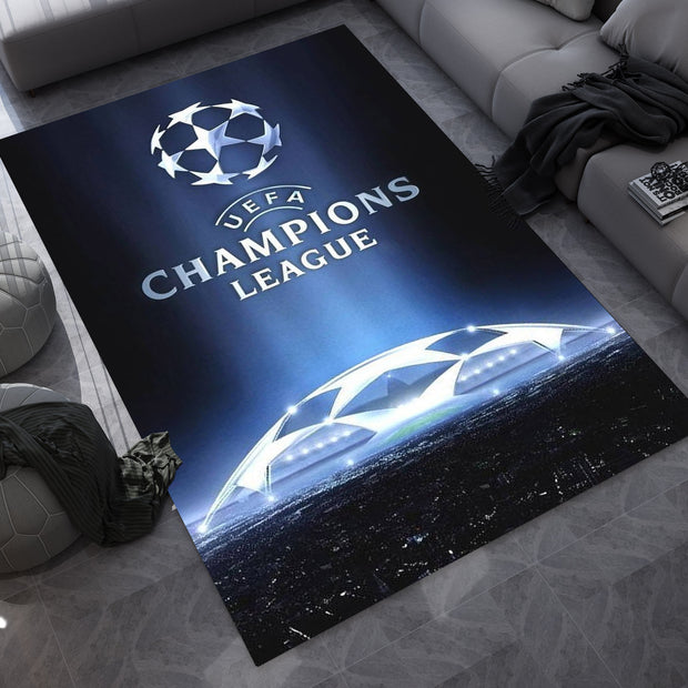 UEFA Champions League Custom Rug – Official Football Tournament Room Decor, European Football Carpet